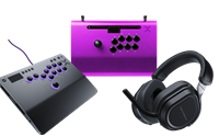 The Turtle Beach Victrix Pro KO Leverless and Victrix Pro FS Arcade fight sticks, as well as the Stealth 700 Gen 3 wireless gaming headset.