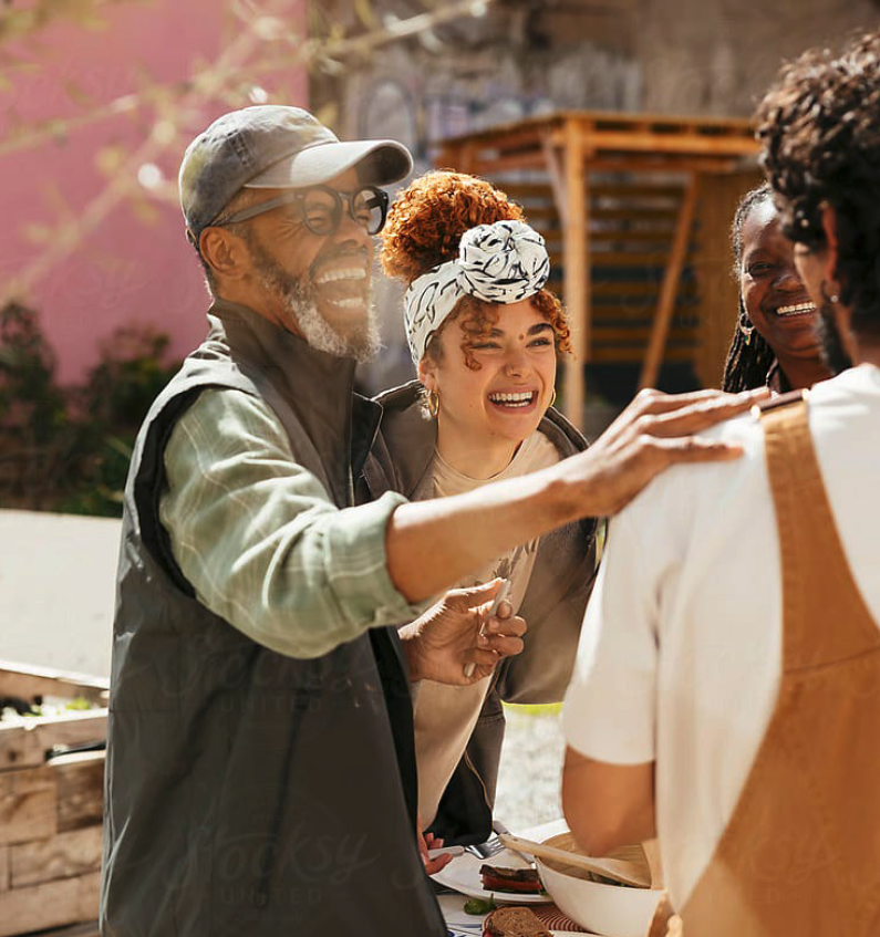 A group of people socializing